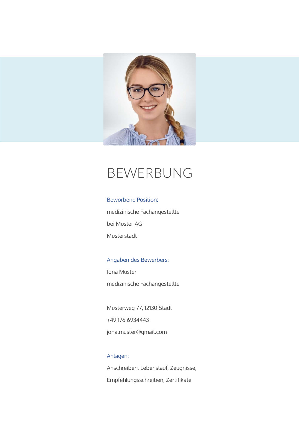Deckblatt medizinische Fachangestellte / Arzthelferin / MFA