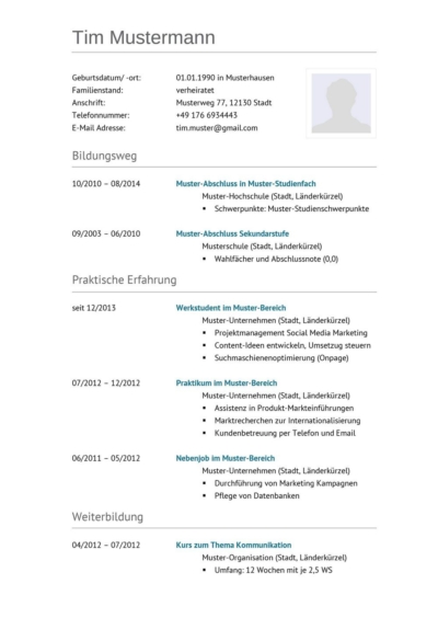 Curriculum Vitae Cv 77 Lebenslauf Muster Vorlagen 21 Ld