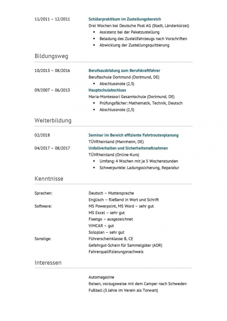 Lebenslauf Berufskraftfahrer Kraftfahrer Muster Vorlage lebenslauf-berufskraftfahrer-kraftfahrer-muster-vorlage
