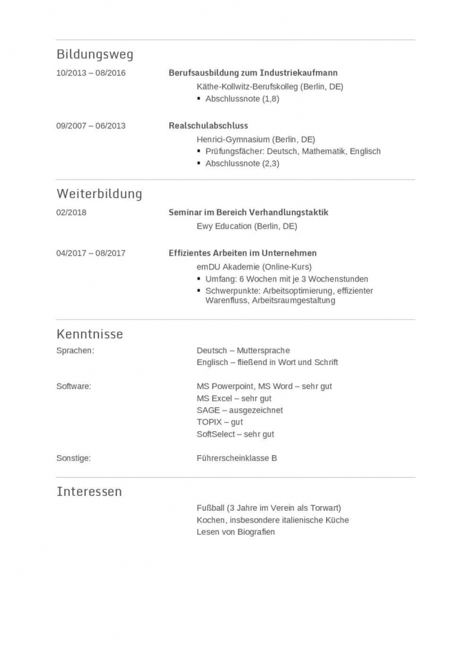 Lebenslauf Industriekaufmann / Industriekauffrau » Muster & Vorlage