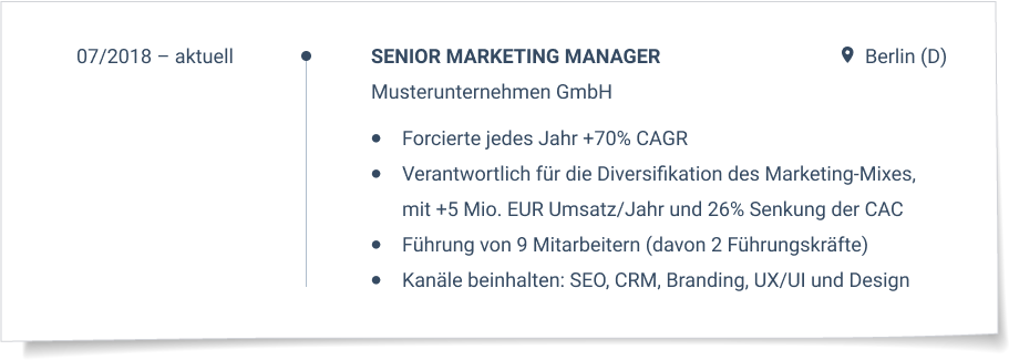 Aktionsverben im Lebenslauf