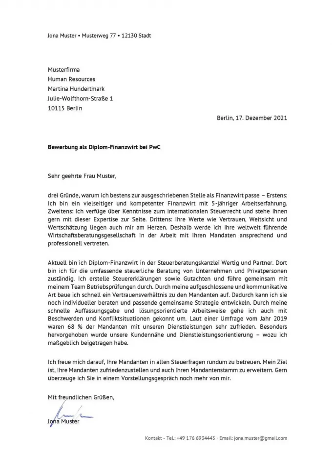 Bewerbungsvorlage Finanzwirt (Steuerverwaltung) Bewerbungsvorlage Finanzwirt (Steuerverwaltung)